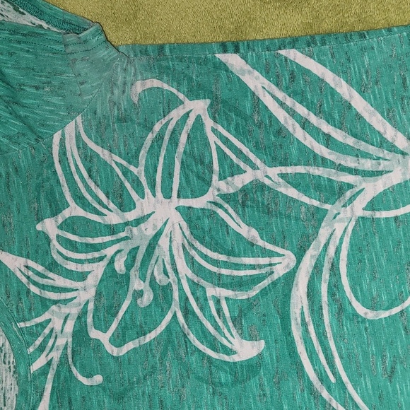 Caribbean Joe Island Supply Co. Semi-Shear Short Sleeve Top Sea Green Blue Small - Picture 8 of 9